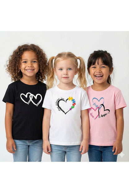 3'lü Paket Hope Kalpler Baskılı Çocuk Pamuklu Tshirt
