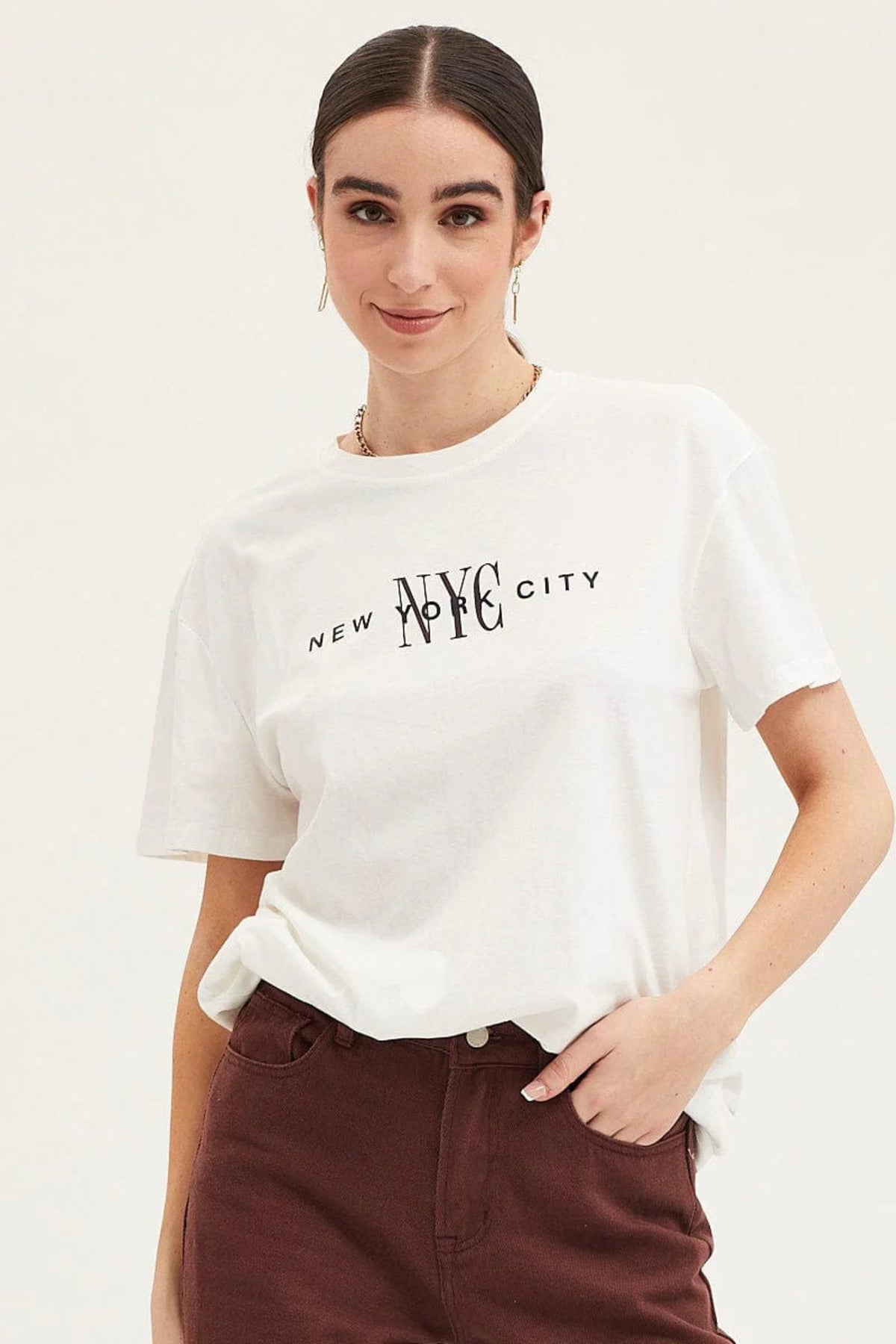 NEW YORK CITY Nyc Baskılı Unisex Kısa Kol Oversize Tshirt