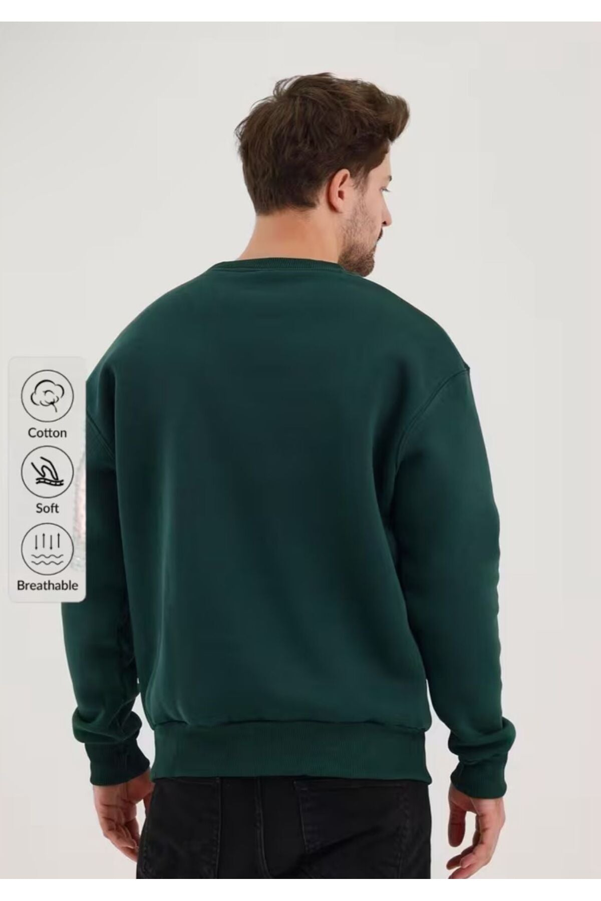 ERKEK DÜZ BASİC BİSİKLET YAKA SWEATSHİRT