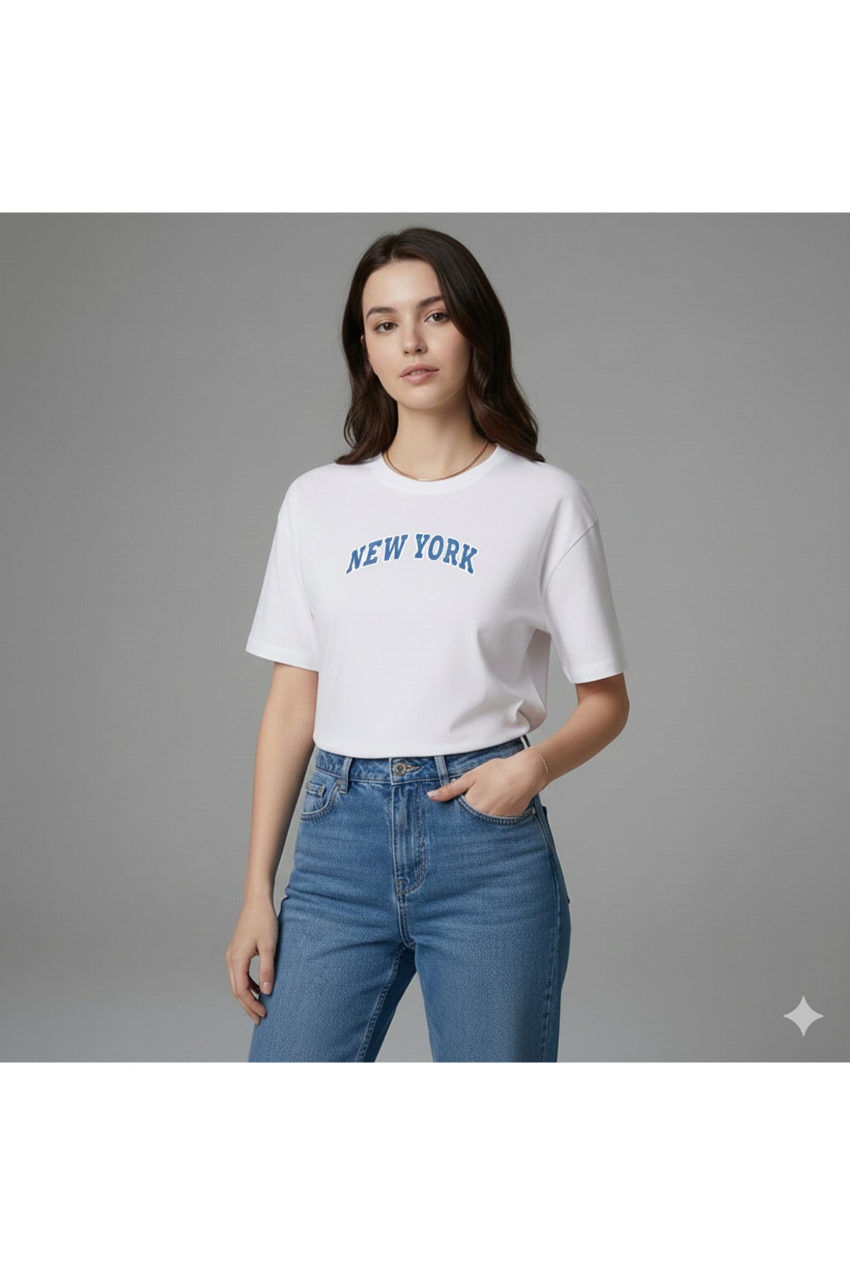 New York Kadın Pamuklu Regular Kalıp Tshirt