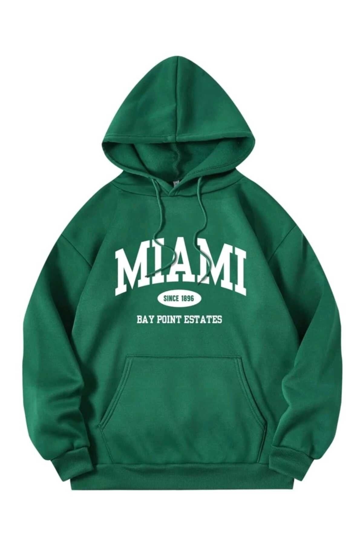 Miami Baskılı Oversize Spor Sweatshirt