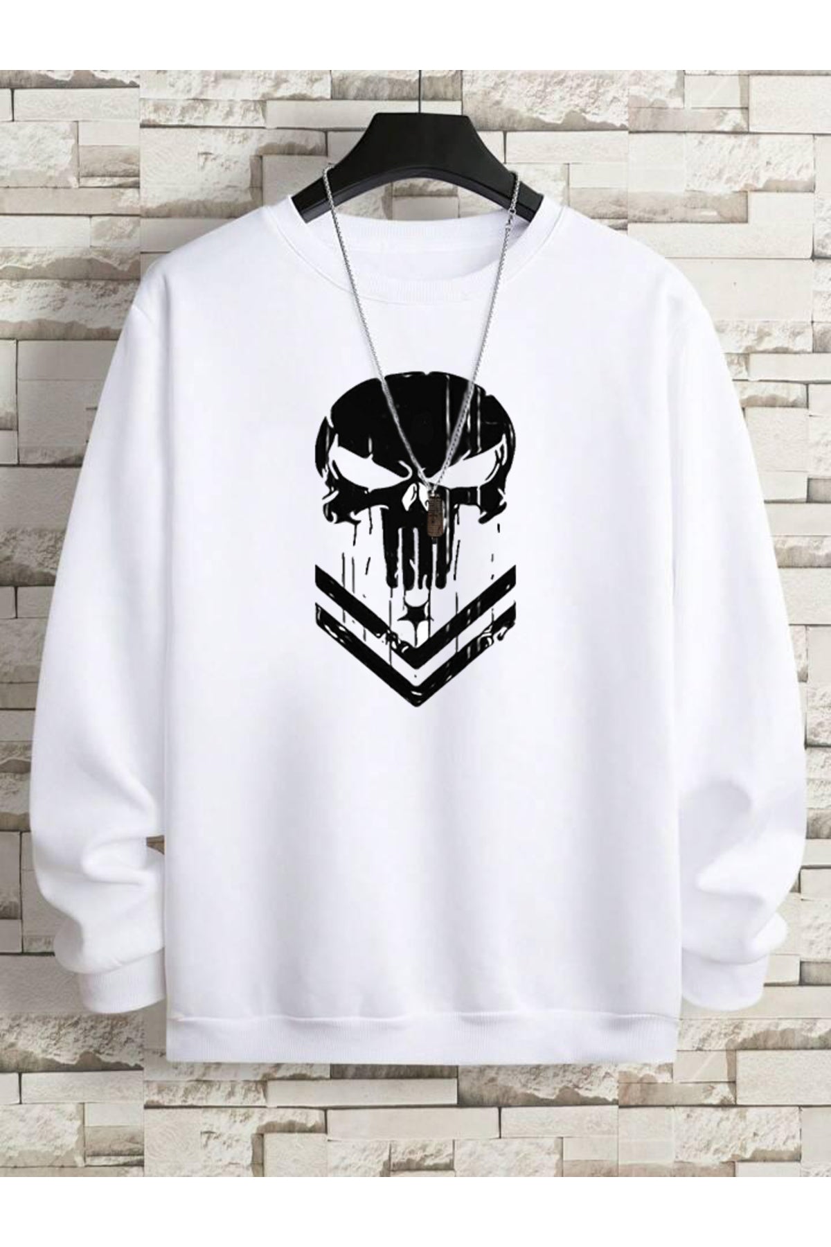 Kuru Kafa Unisex Baskılı Oversize Bisiklet Yaka Sweatshirt