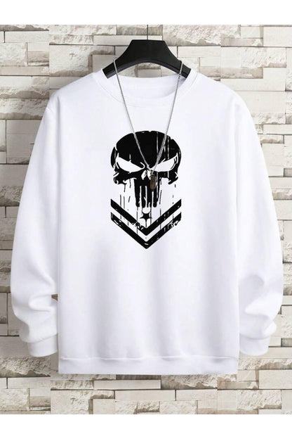 Kuru Kafa Unisex Baskılı Oversize Bisiklet Yaka Sweatshirt
