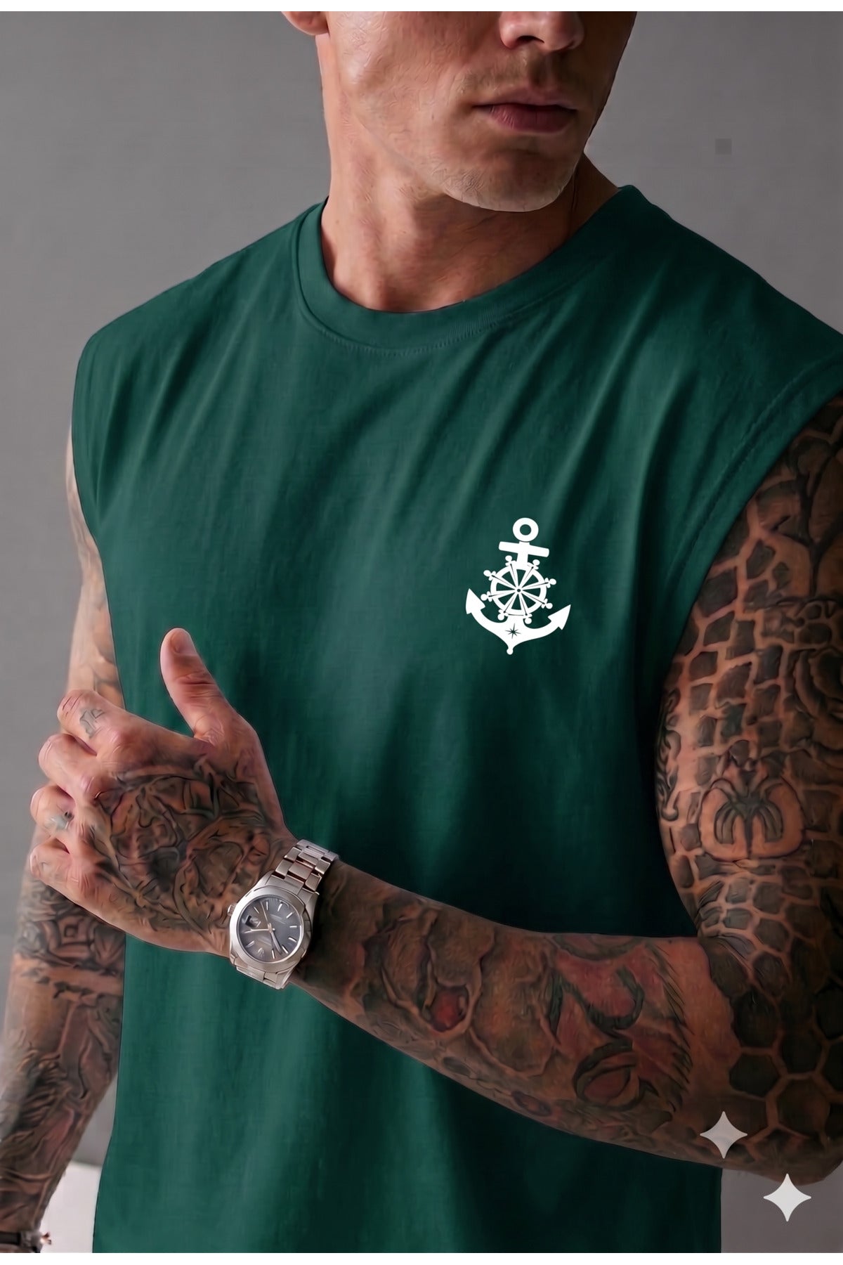 GEMİ ÇAPASI Baskılı Erkek (Sıfır Kol) Sporcu Kolsuz Atlet Tshirt