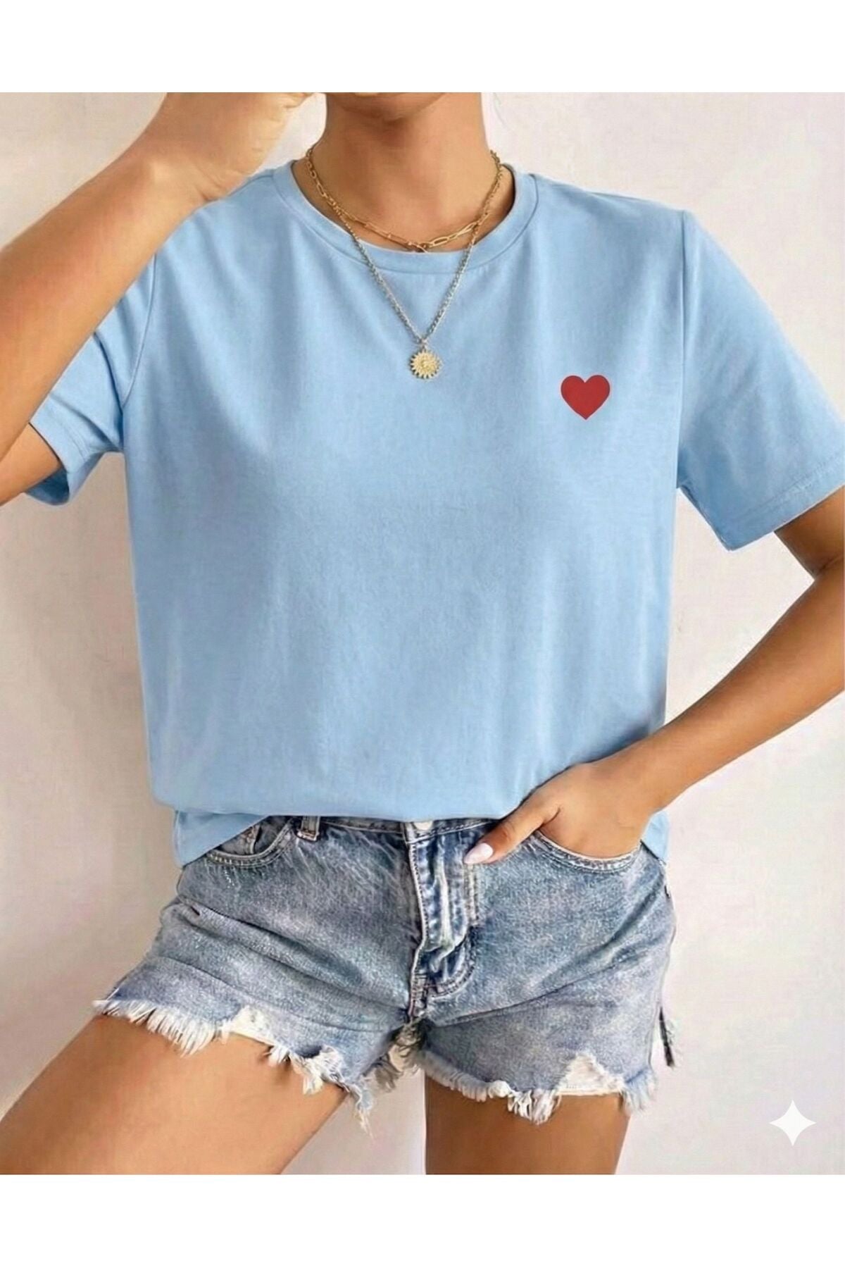 Kalp Baskılı Kadın Tshirt