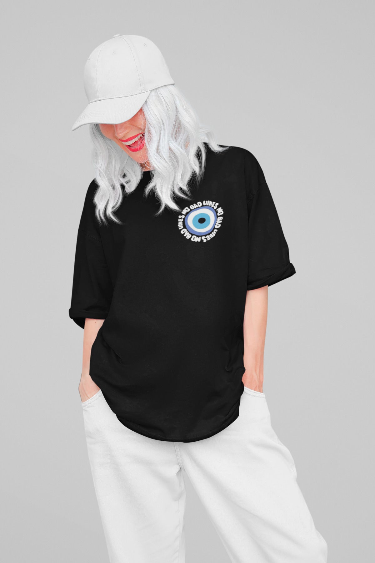 No Bad VIBES Oversize Geniş Kalıp Pamuklu T-shirt Unisex