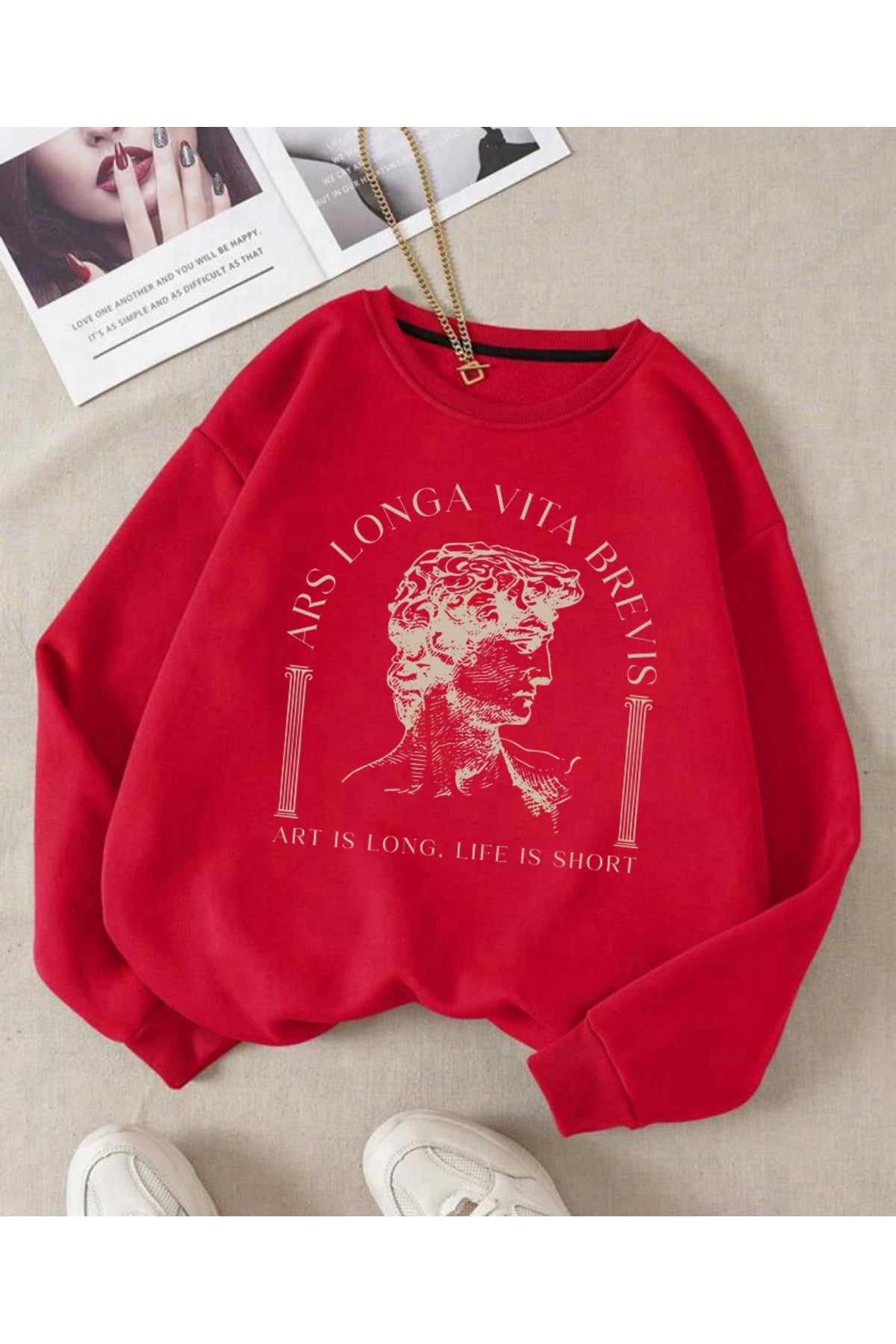 LONGA VİTA Baskılı Bisiklet Yaka Sweatshirt Serisi