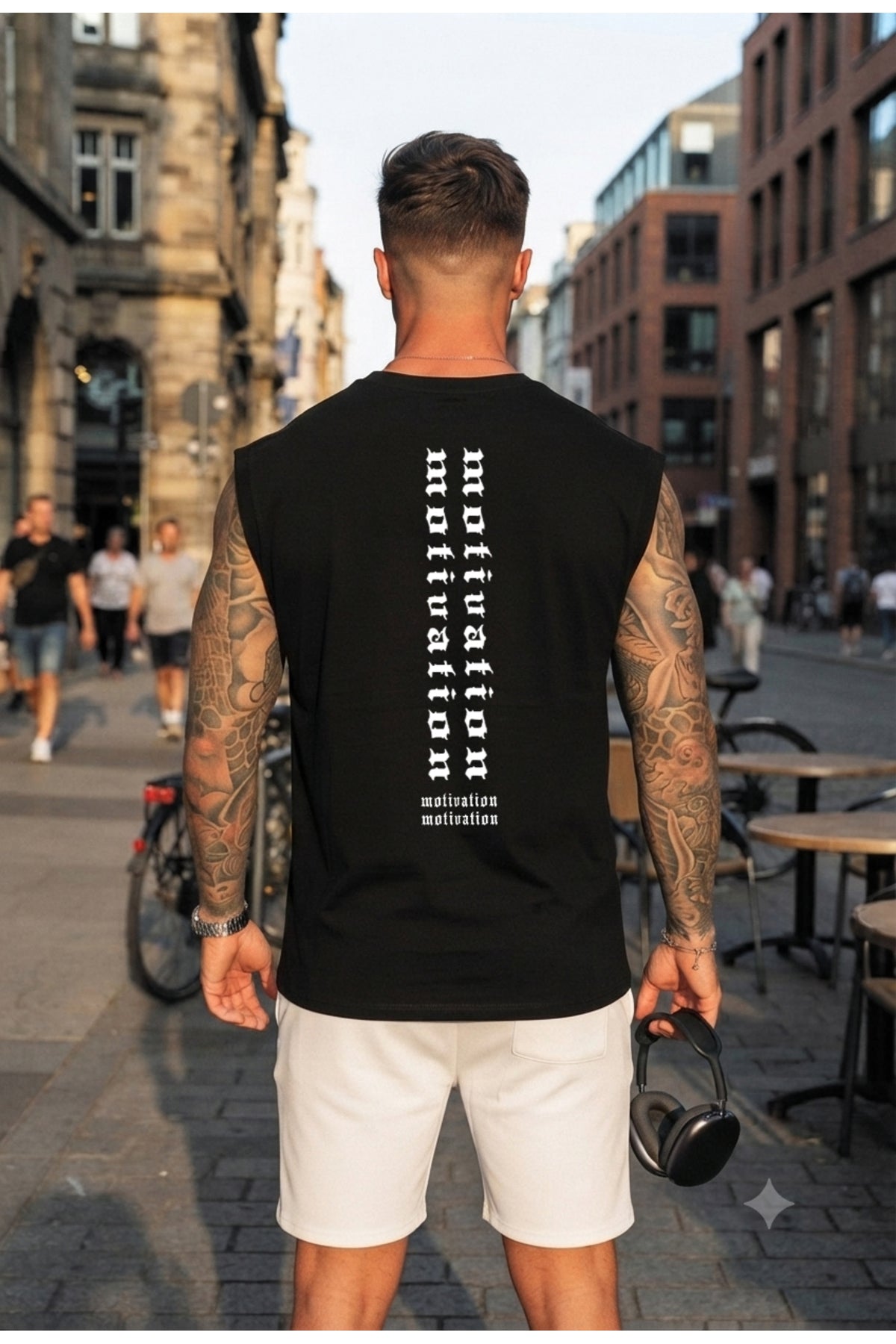 MOTIVATION Sırt Baskılı Erkek SIFIR KOL T-SHİRT (%100 PAMUK PENYE)