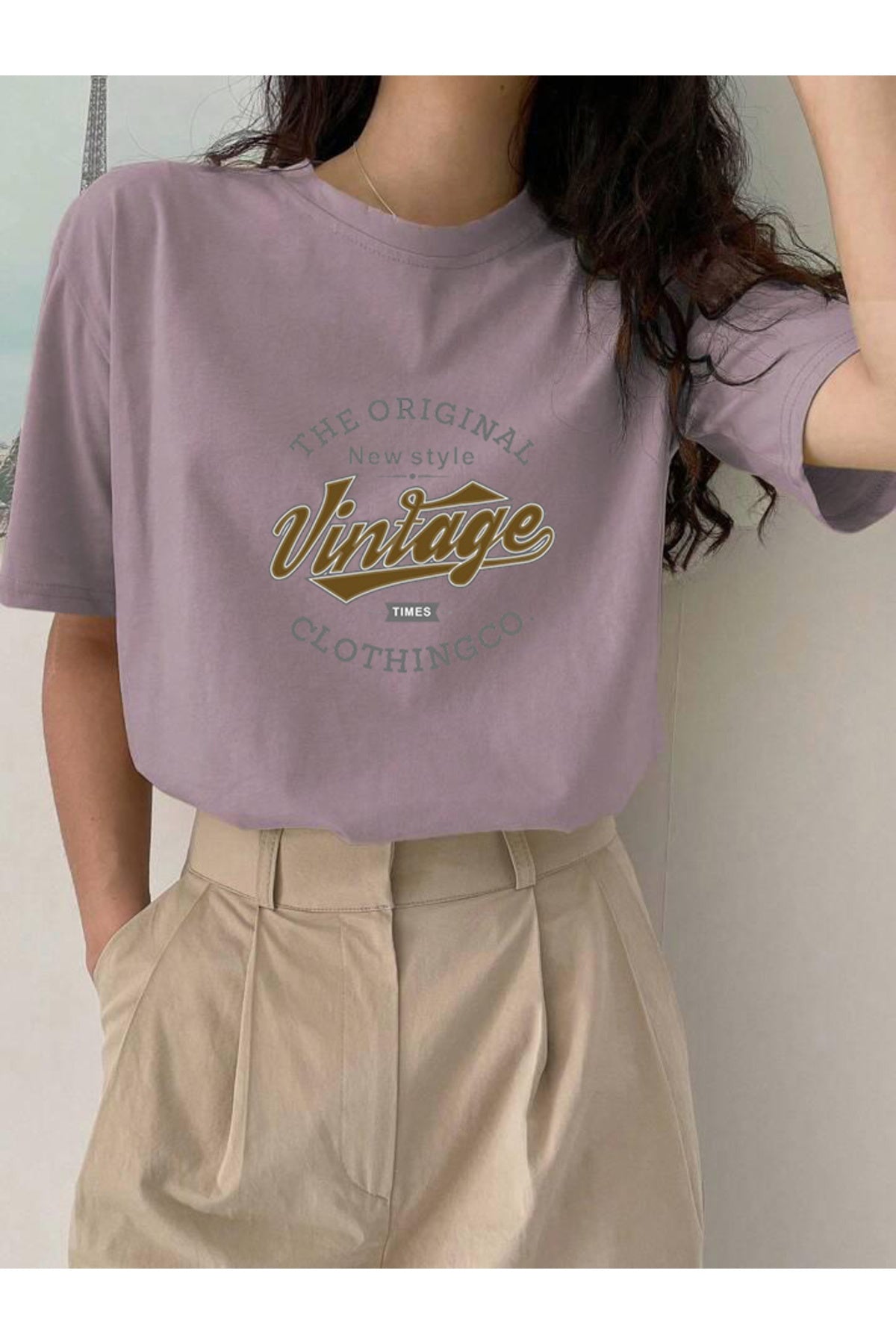 Vintage Baskılı Pamuklu Kısa Kol (Oversize) Tshirt