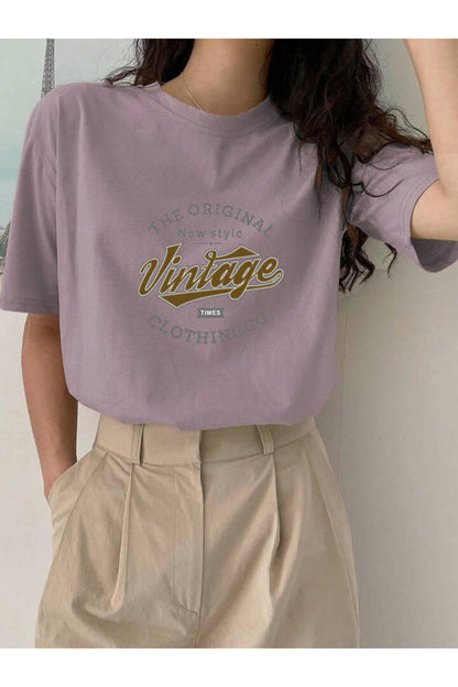 Vintage Baskılı Pamuklu Kısa Kol (Oversize) Tshirt