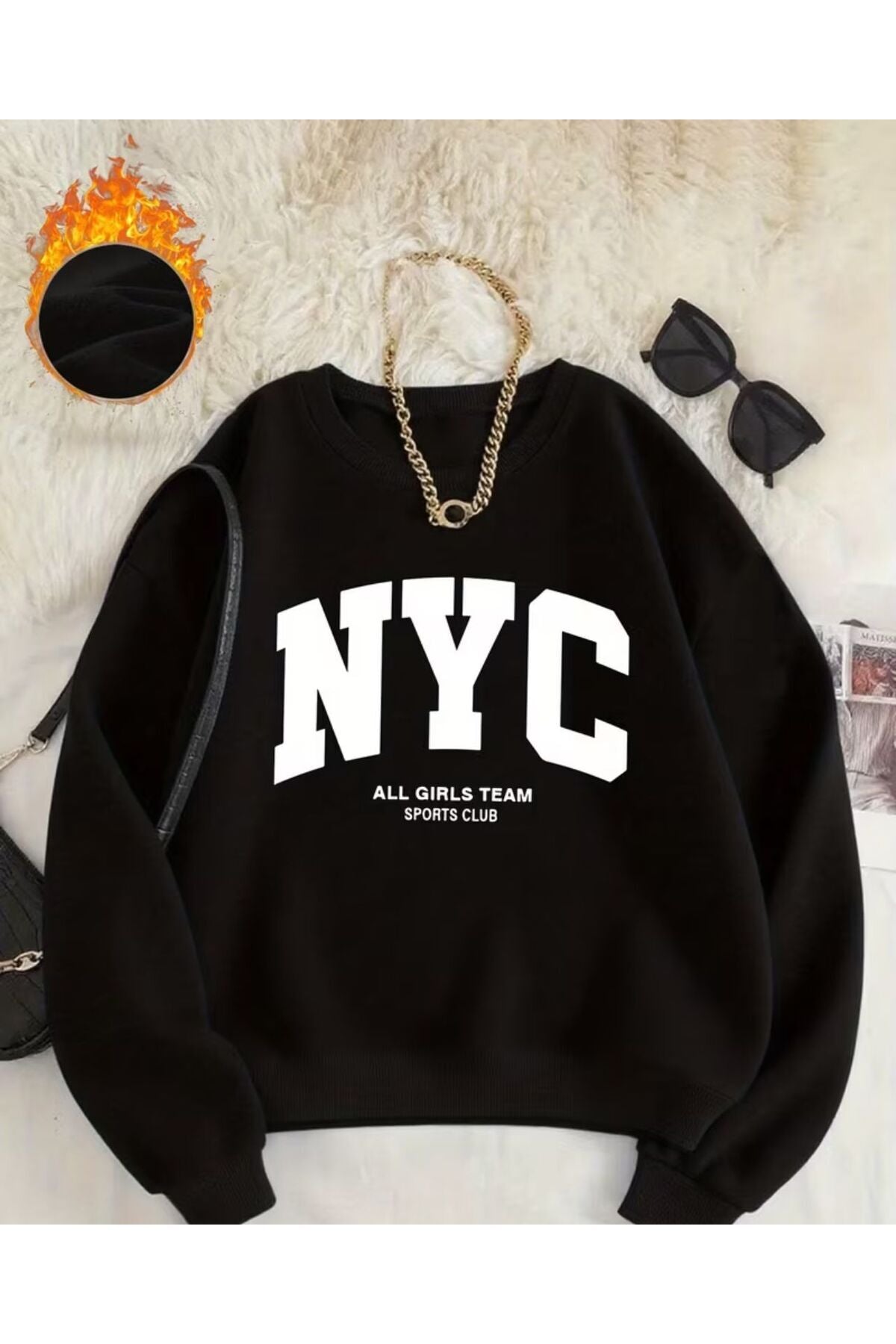 NYC ALL GİRLS TEAM BASKILI SWEATSHİRT