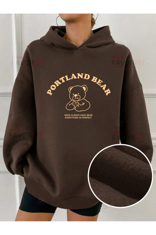 Oversize Kapüşonlu (PORTLAN BEAR) Sweatshirt