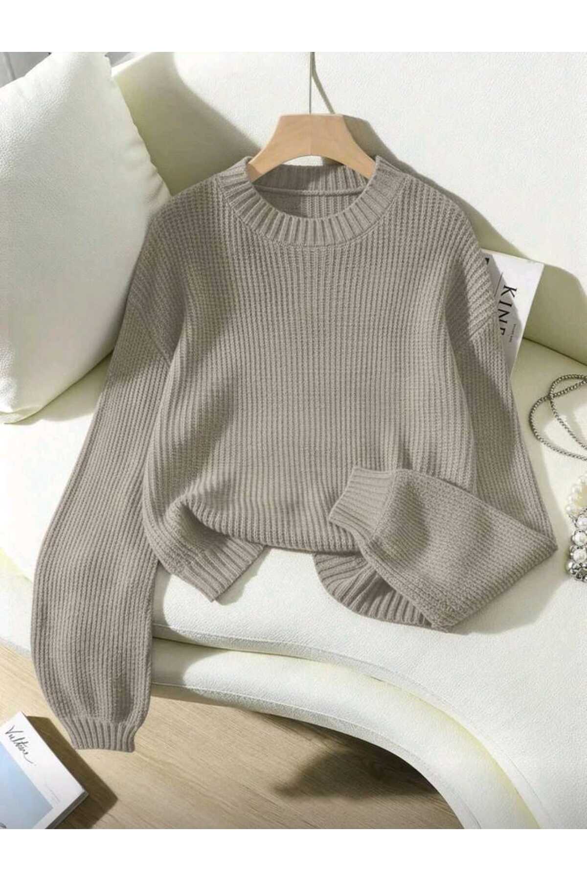 TRİKO Örme Oversize Bisiklet Yaka Kazak Yeni BTK