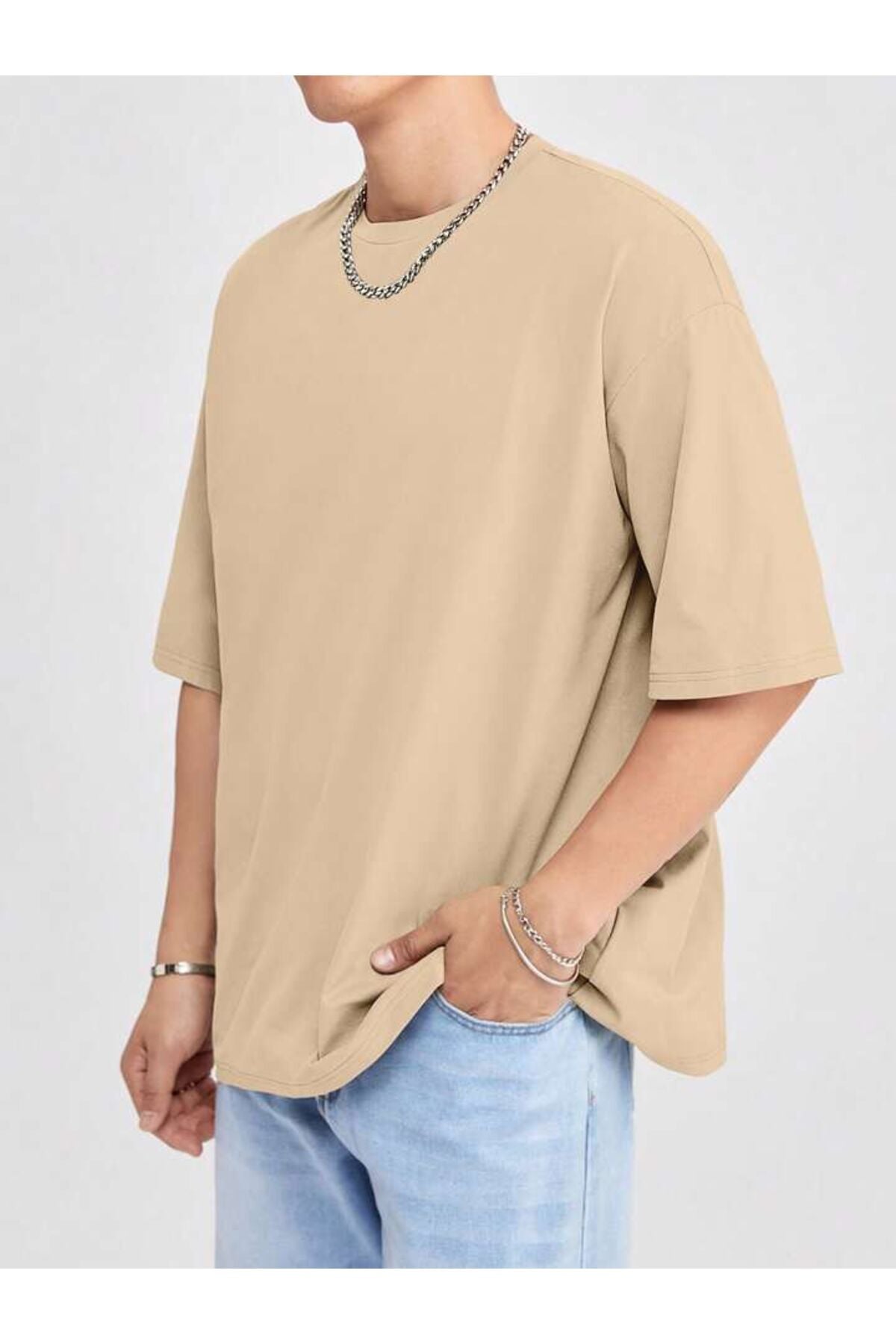 Erkek Giyim Rahat Kesim  Pamuklu Kısa Kol (Oversize) Tshirt