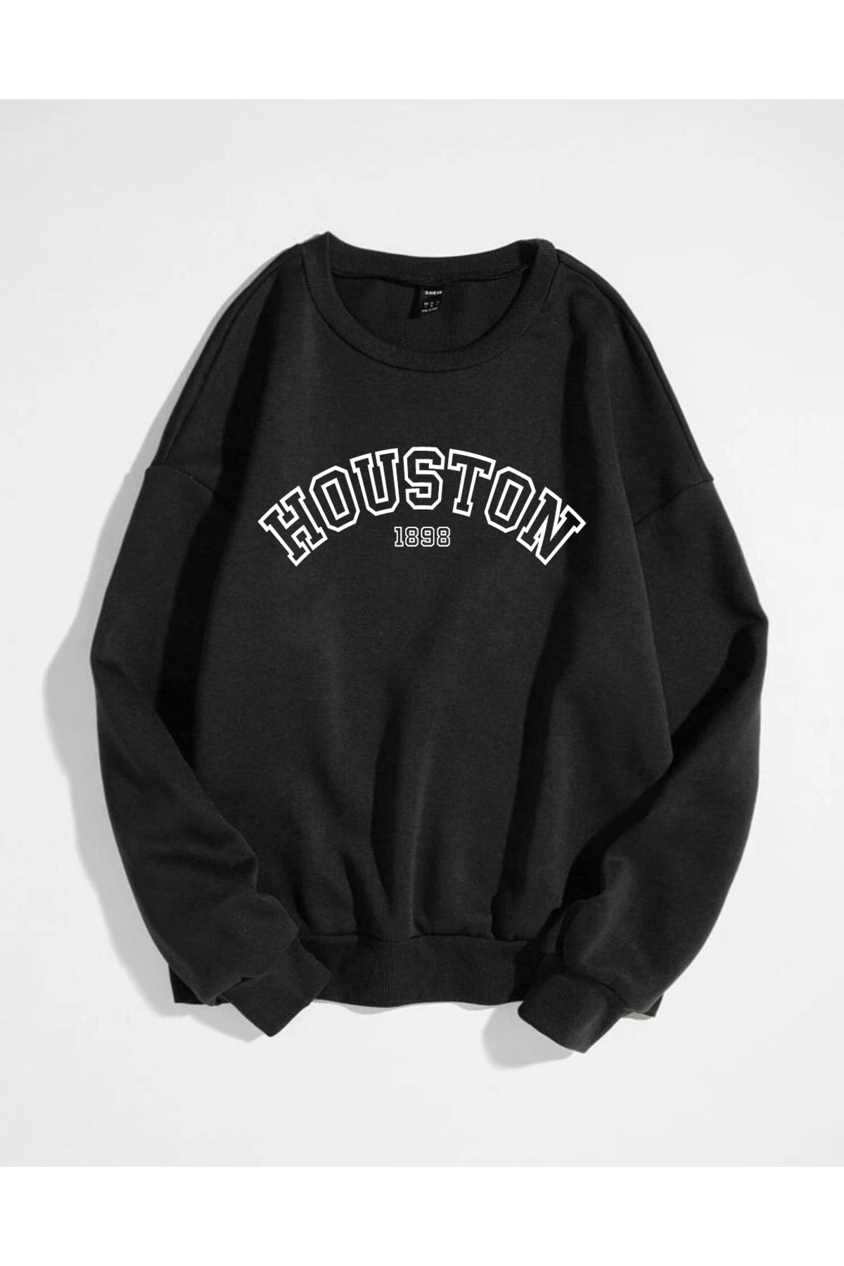 HOUSTON 1989 Baskılı Bisiklet Yaka Pamuklu Sweatshirt