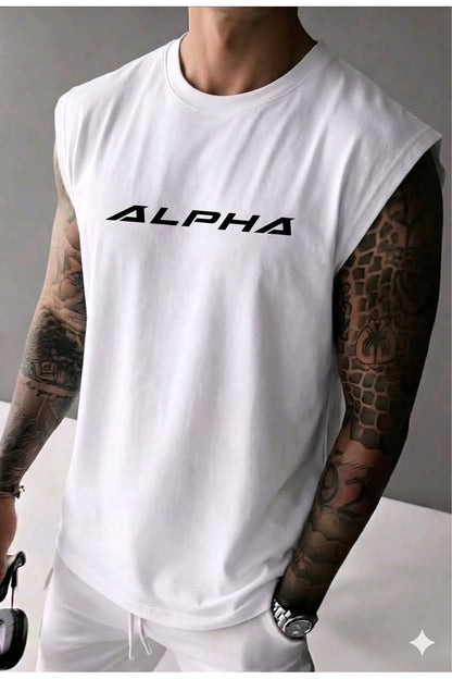 ALPHA Baskılı Erkek Sıfır Kol Sporcu Atlet