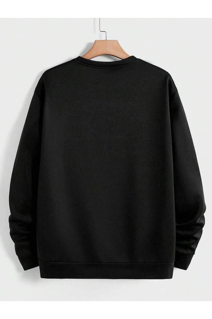 Düz Bisiklet Yaka Sweatshirt Baskısız Geniş Kalıp