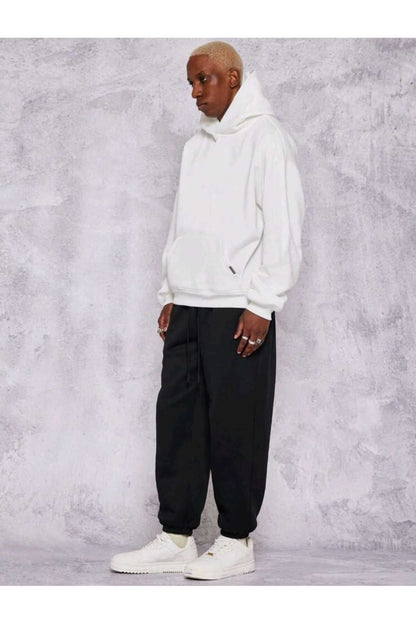 Basic baskısız pamuklu oversize kapüşonlu