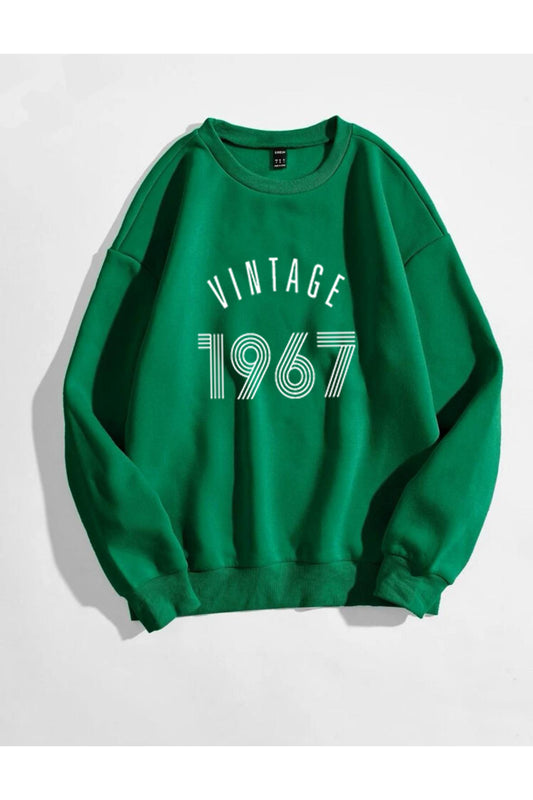 1967 VINTAGE Sweatshirt Baskılı Bisiklet Yaka Unisex