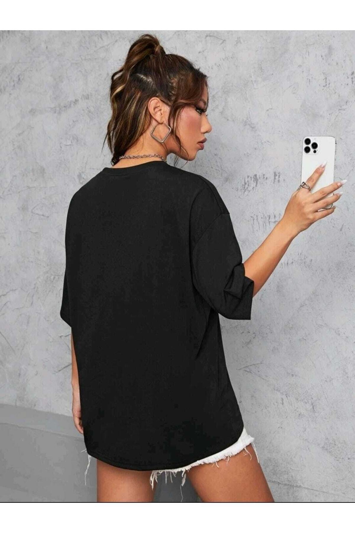 Come True New York Baskılı Oversize Spor Bisiklet Yaka Pamuklu Tshirt
