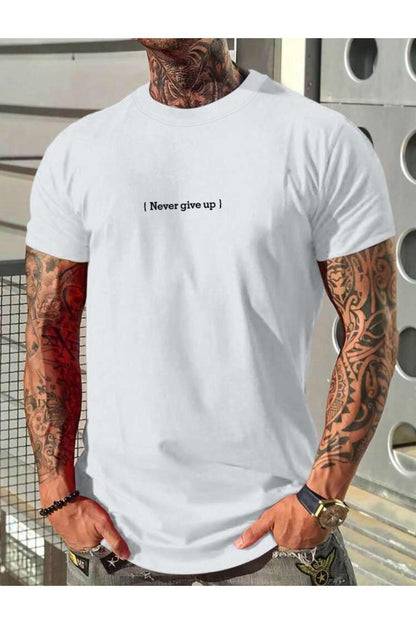 NEVER GİVE UP Baskılı Pamuklu Tshirt