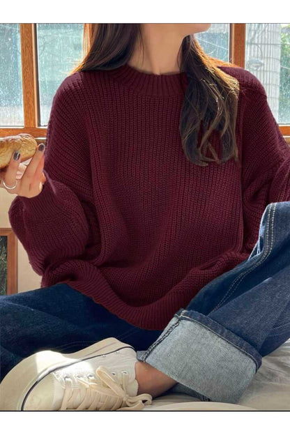 TRİKO Örme Oversize Bisiklet Yaka Kazak
