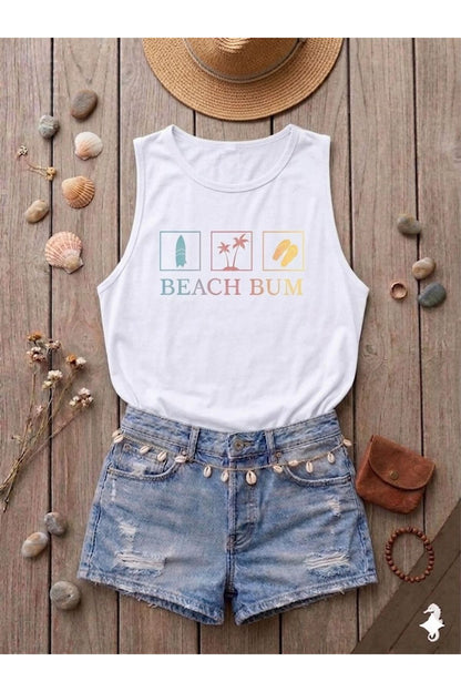 BEACH BUM Baskılı Kadın (Omuzu Açık) Slim Fit Askılı Tshirt