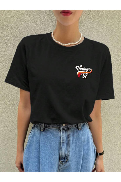 97 Vintage Baskılı Pamuklu Kısa Kol (Oversize) Tshirt