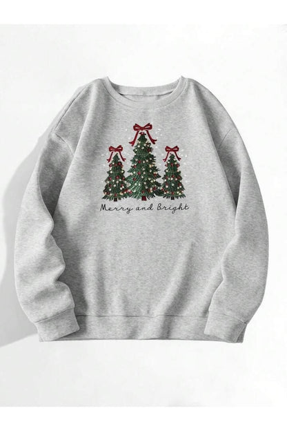 Yılbaşı Çam Ağacı Baskılı Sweatshirt