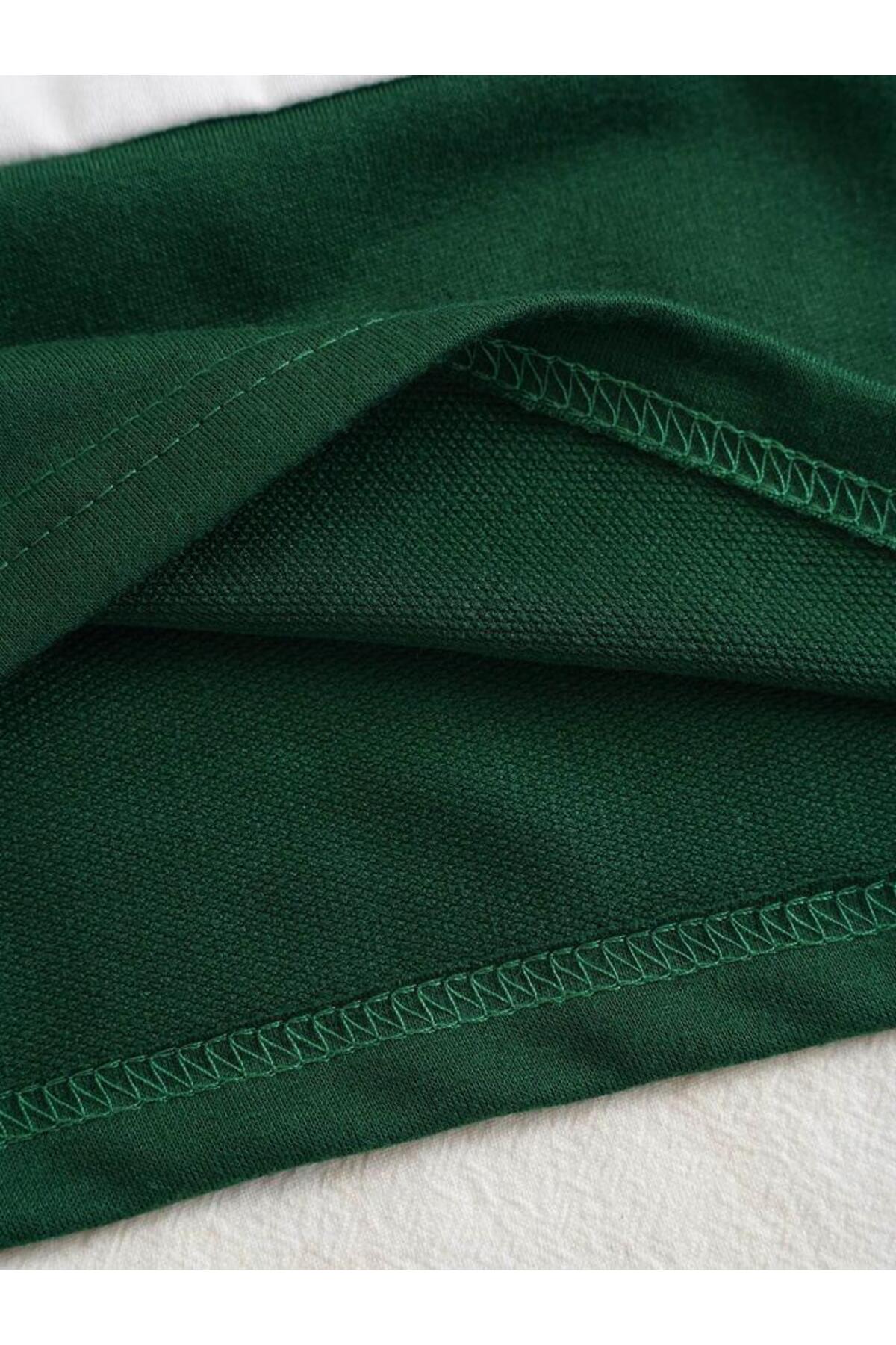 Unisex Multi Renk Düz Çizgili Fermuarlı Polo Yaka Oversize T-shirt