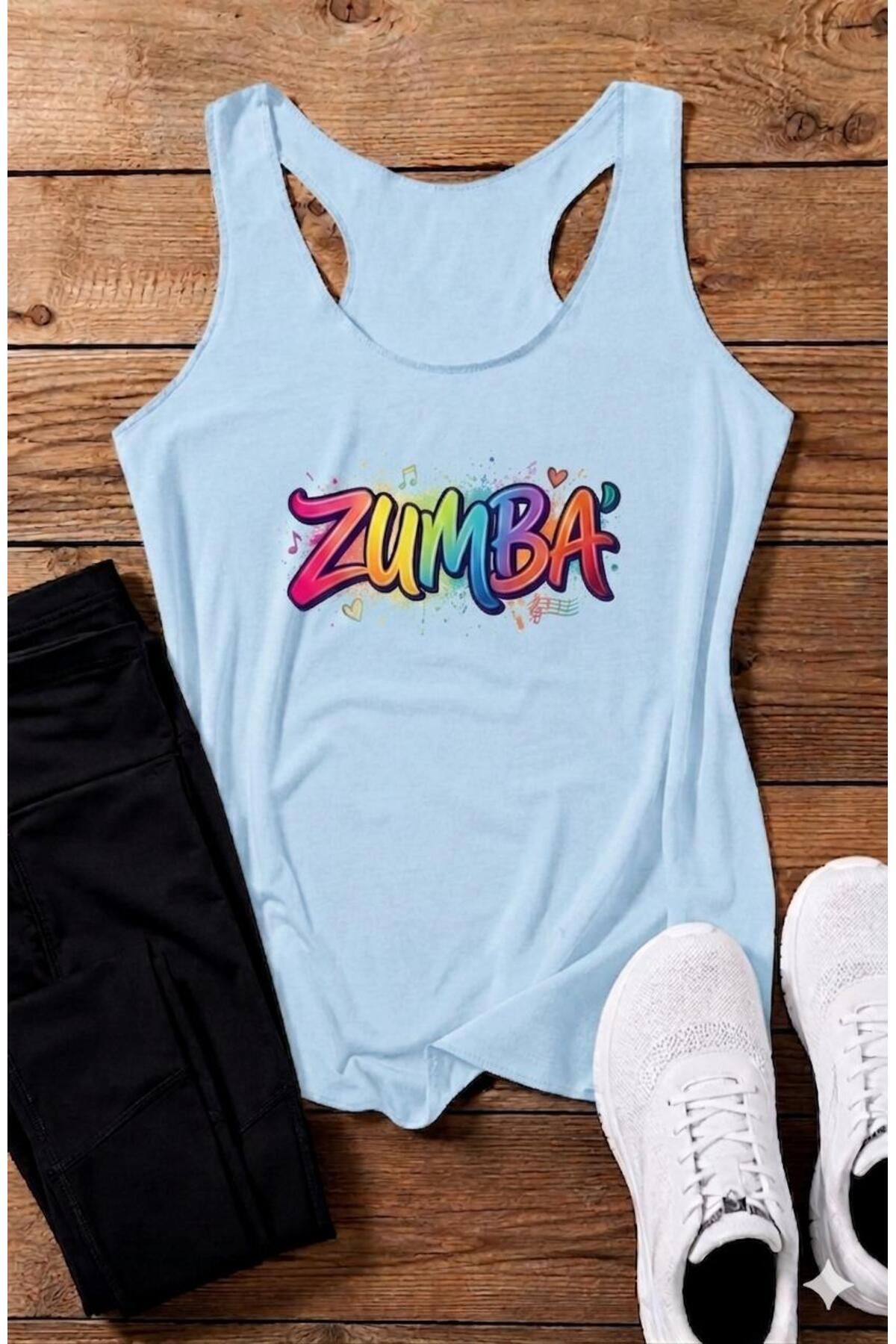 ZUMBA Baskılı YÜZÜCÜ Model Kadın Askılı Tshirt