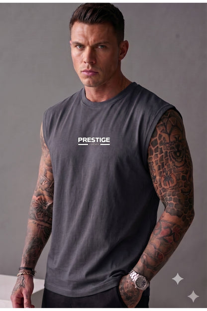 PRESTIGE Baskılı Erkek Sıfır Kol Sporcu Atlet T-shirt (Pamuk/Penye)