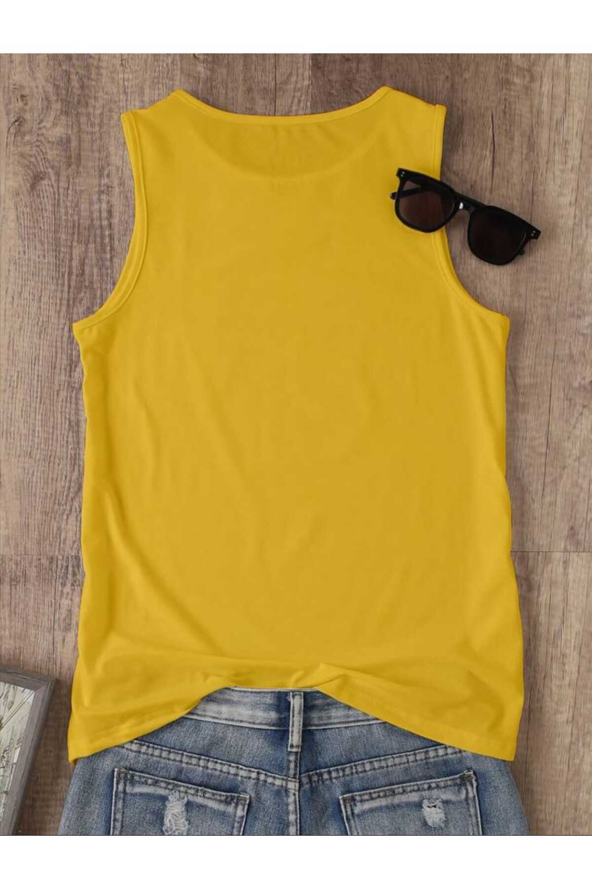 FLOWERS Desenli Kadın Pamuklu Omuzu Açık (Kolsuz) Yazlık T-shirt