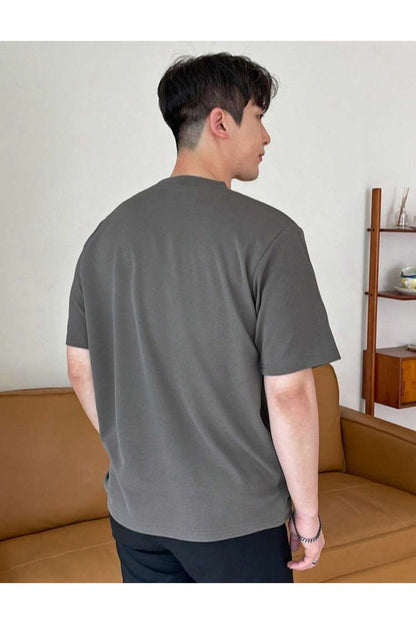 Unisex Pamuk Siyah Bisiklet Yaka Oversize Boyfriend T-shirt