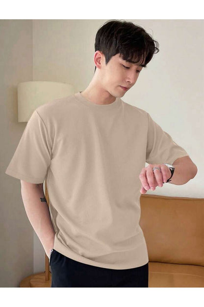 Unisex Pamuk Siyah Bisiklet Yaka Oversize Boyfriend T-shirt