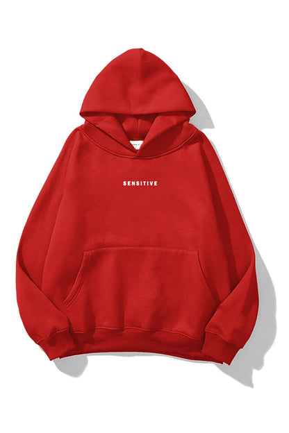 SENSITIVE Unısex Baskılı Oversize Kapşonlu Sweatshirt