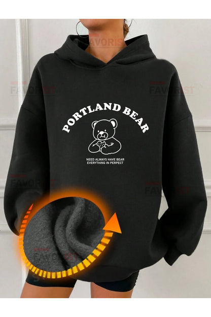 Oversize Kapüşonlu (PORTLAN BEAR) Sweatshirt