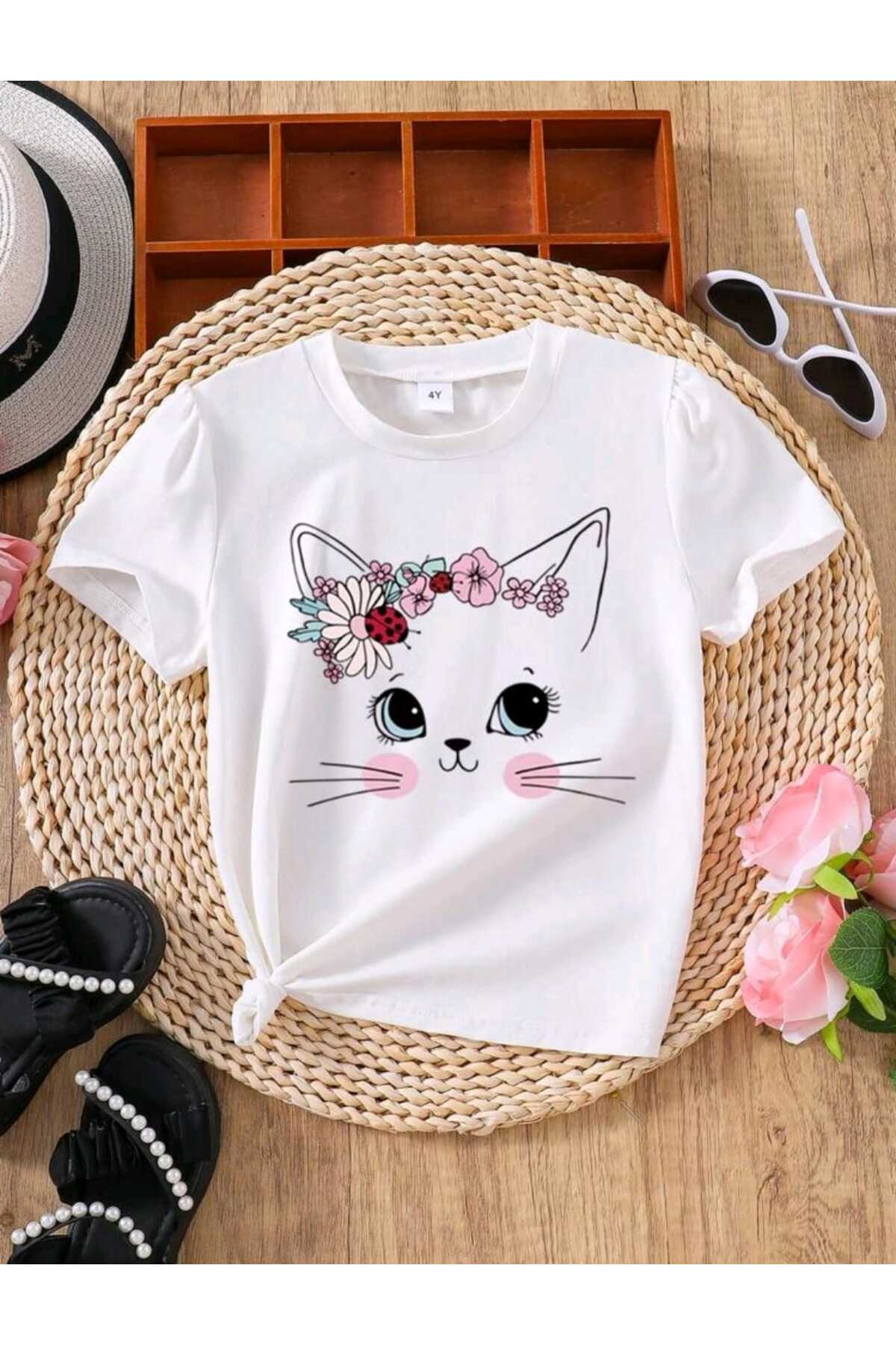Çocuk Karışık Baskılı Bisiklet Yaka Pamuklu T-shirt