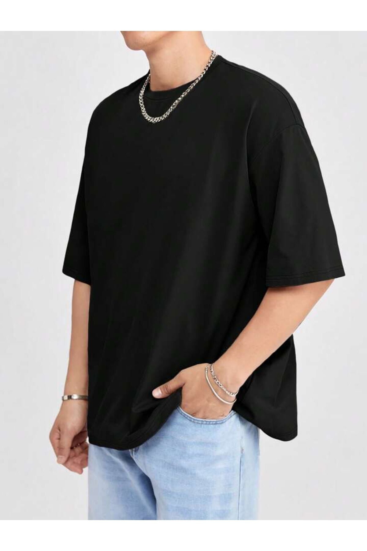 Erkek Giyim Rahat Kesim  Pamuklu Kısa Kol (Oversize) Tshirt