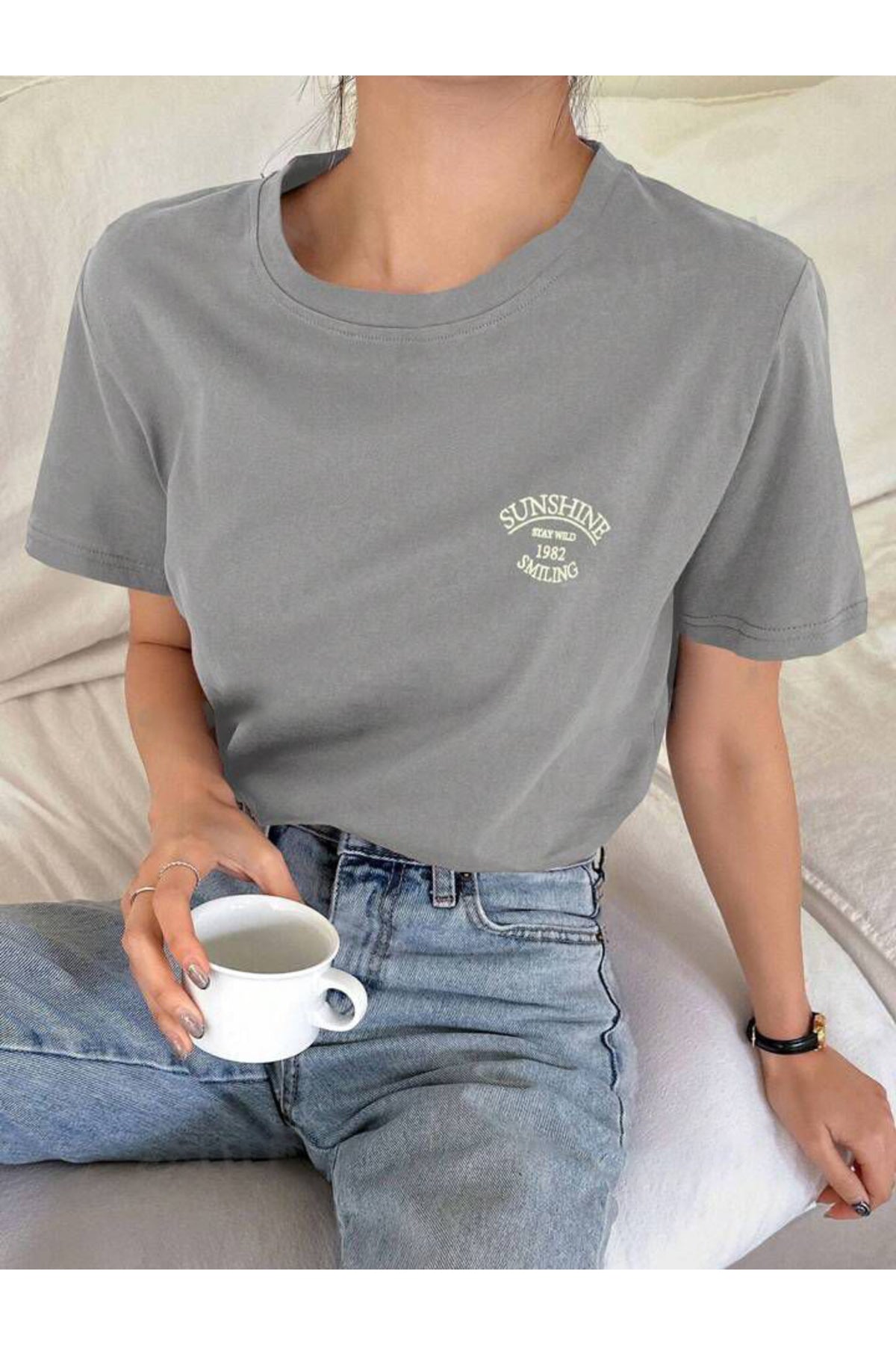 SUNSHINE Baskılı Oversize Tshirt