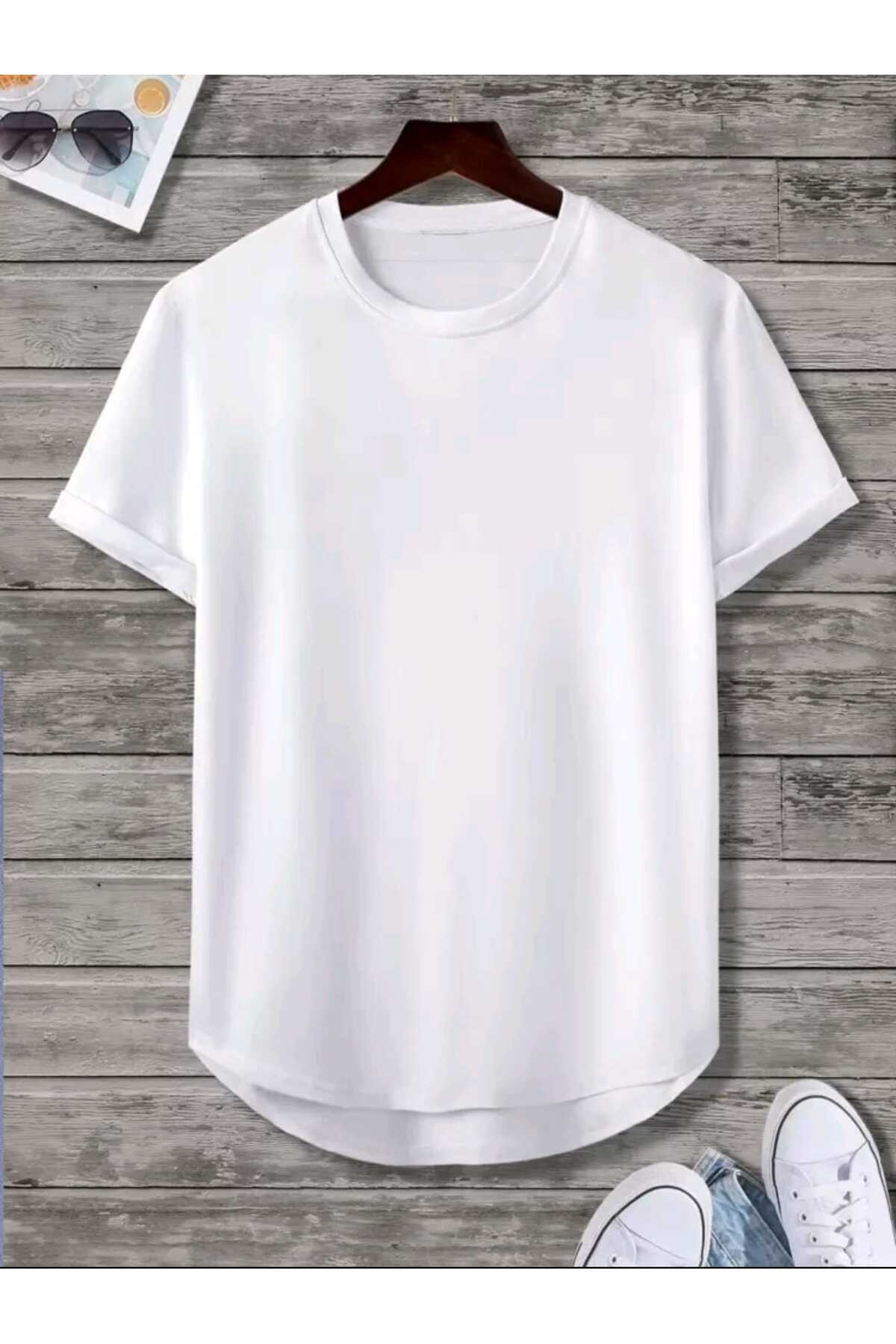 Düz Baskısız Oval Etek Pamuklu Yazlık Unisex Tshirt