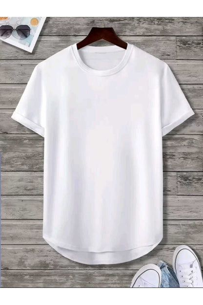 Düz Baskısız Oval Etek Pamuklu Yazlık Unisex Tshirt
