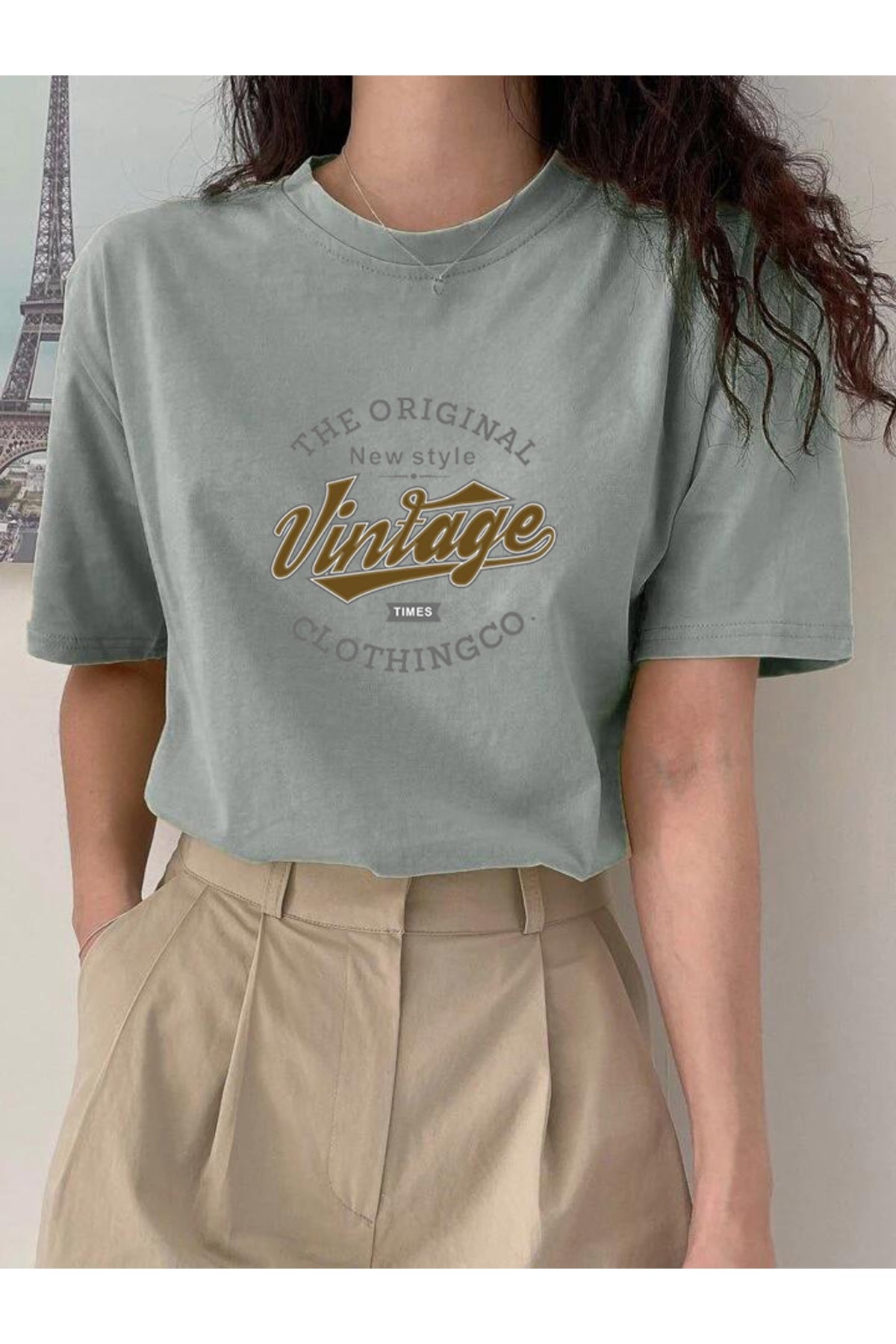 Vintage Baskılı Pamuklu Kısa Kol (Oversize) Tshirt