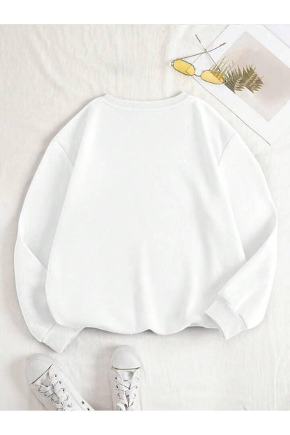 Love (GÜL) Baskılı Bisiklet Yaka Kadın Sweatshirt