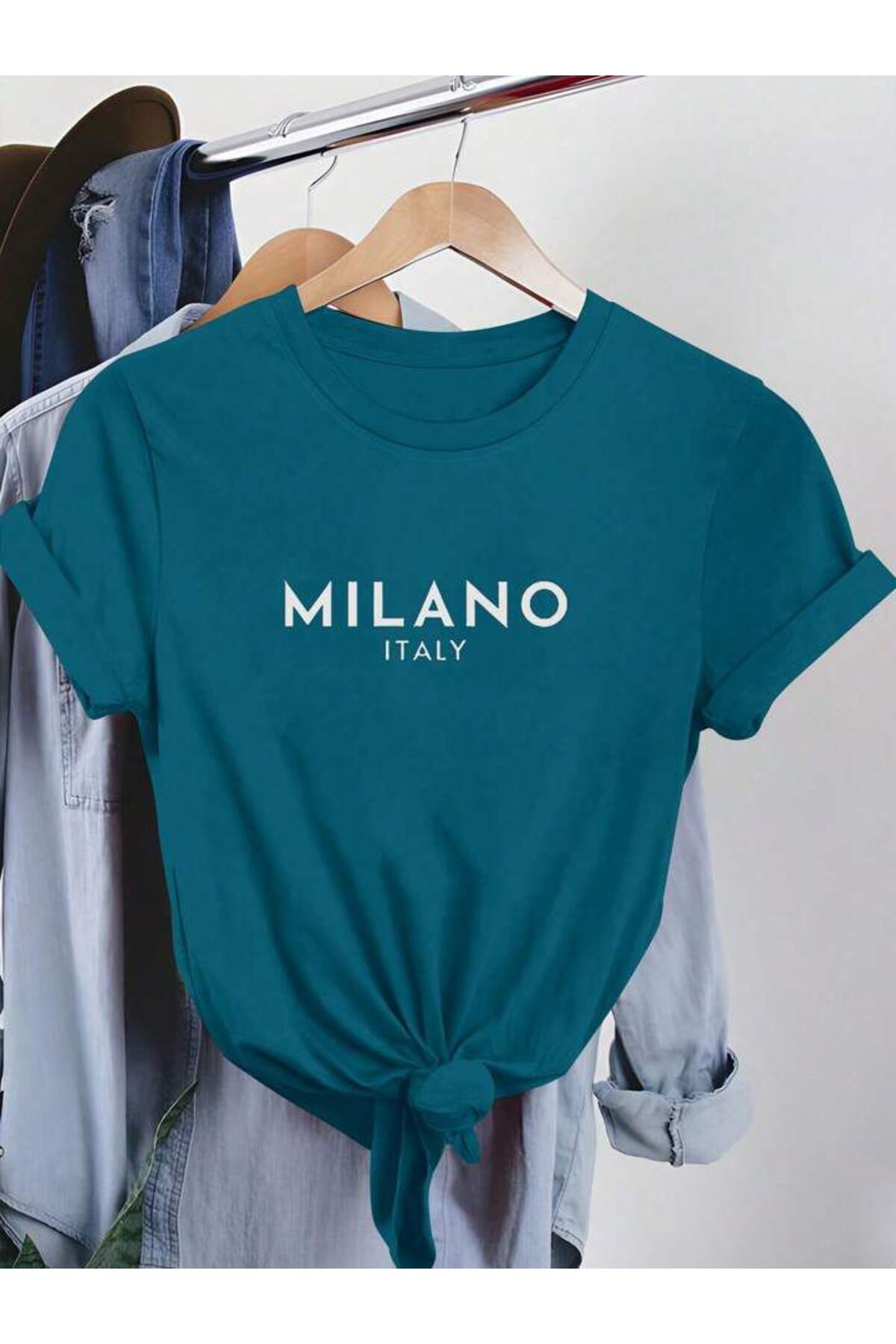 ITALY MILANO Unisex Pamuklu Kısa Kol (Oversize) Tshirt