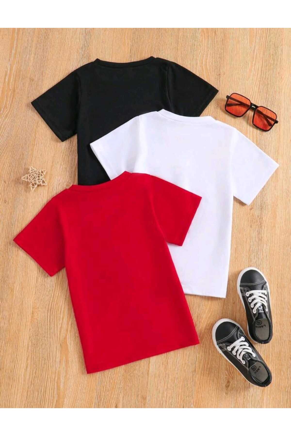 Çoklu Paketler Çocuk Bisiklet Yaka Pamuklu Yazlık T-shirt