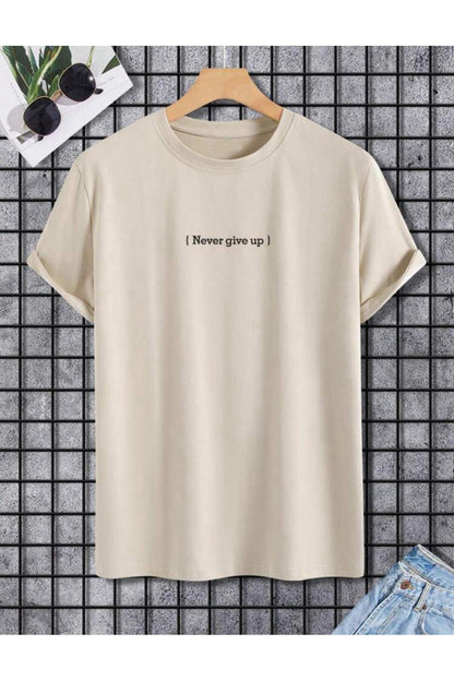 NEVER GİVE UP Baskılı Pamuklu Tshirt