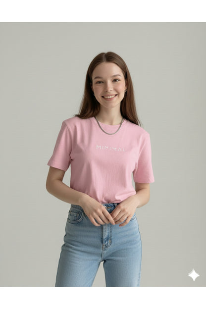 Minimal Kadın Pamuk Polyester Tshirt