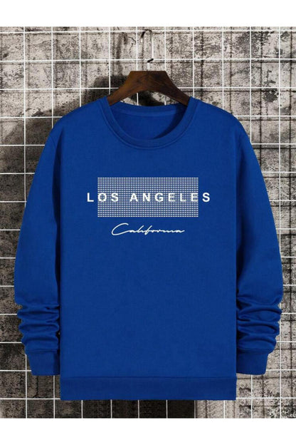 Los Angeles California Baskılı Bisiklet Yaka Pamuklu Sweatshirt