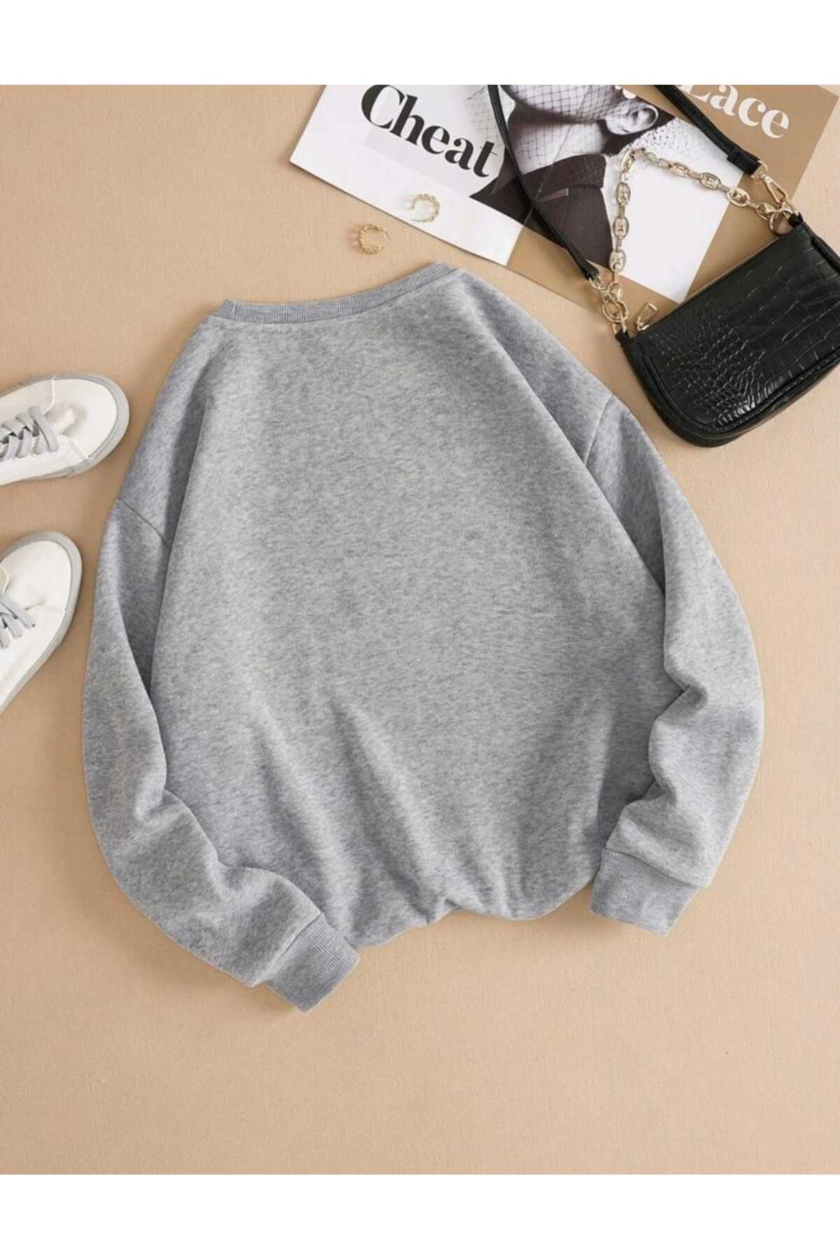 Moment Baskılı Bisiklet Yaka Sweatshirt Serisi